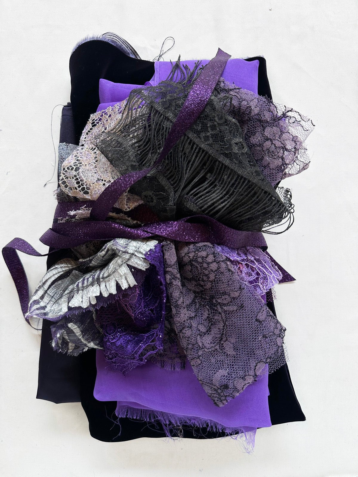 Jewel Box Bundle: Purple Silk Velvet Satin Lace Lamé Fabric - L'Etoffe Fabrics LLC