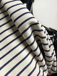 Lightweight Natural with Navy Striped Denim - L'Etoffe Fabrics LLC