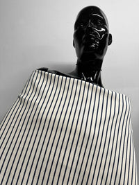 Lightweight Natural with Navy Striped Denim - L'Etoffe Fabrics LLC