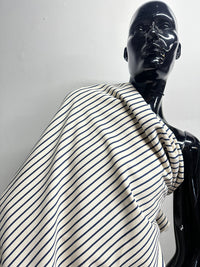 Lightweight Natural with Navy Striped Denim - L'Etoffe Fabrics LLC