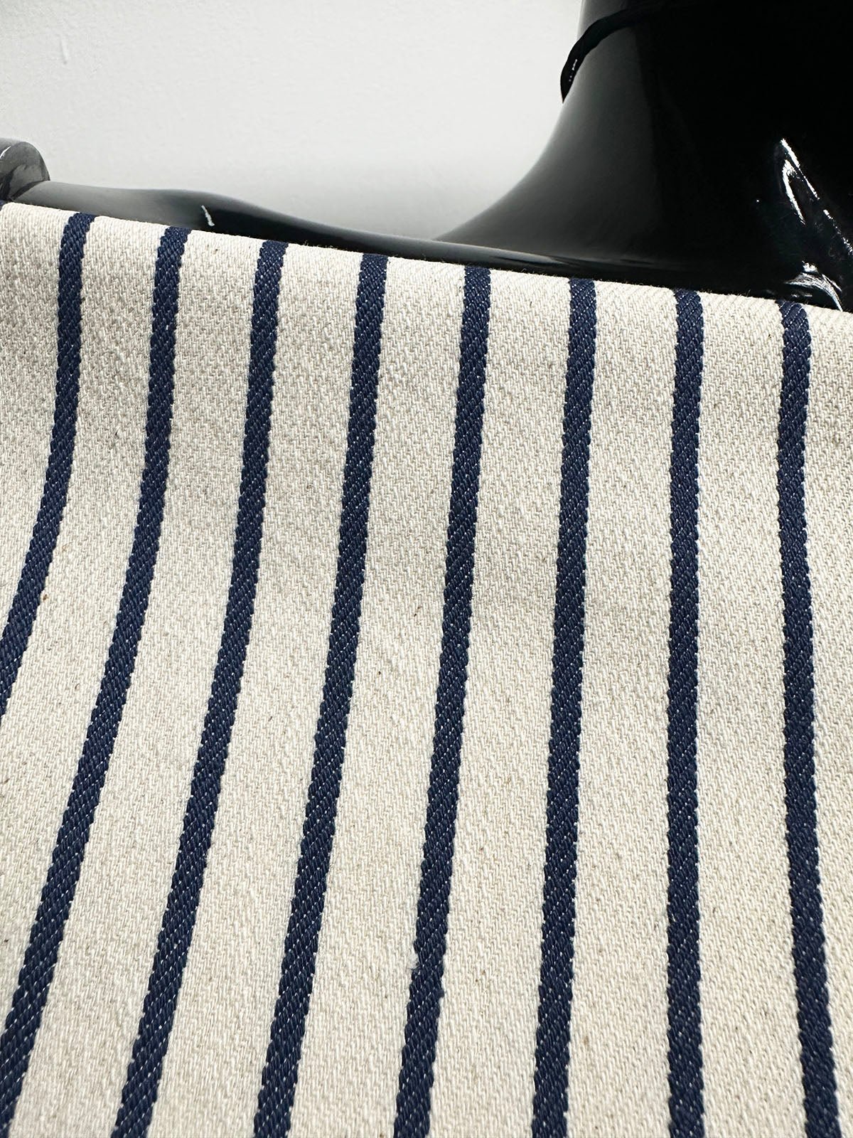Lightweight Natural with Navy Striped Denim - L'Etoffe Fabrics LLC