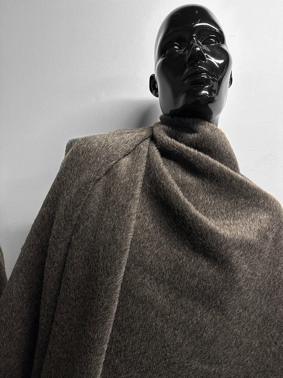 Luxury Alpaca Furry Coating - Smoke - L'Etoffe Fabrics LLC