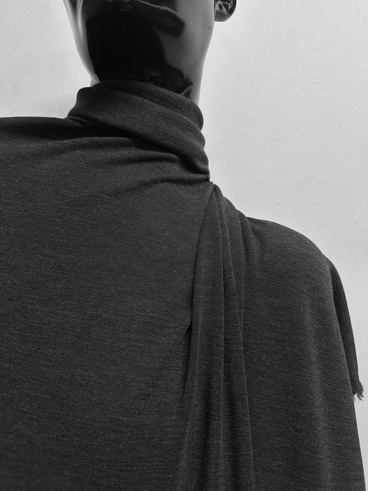 Luxury Italian Charcoal Wool Jersey - L'Etoffe Fabrics LLC