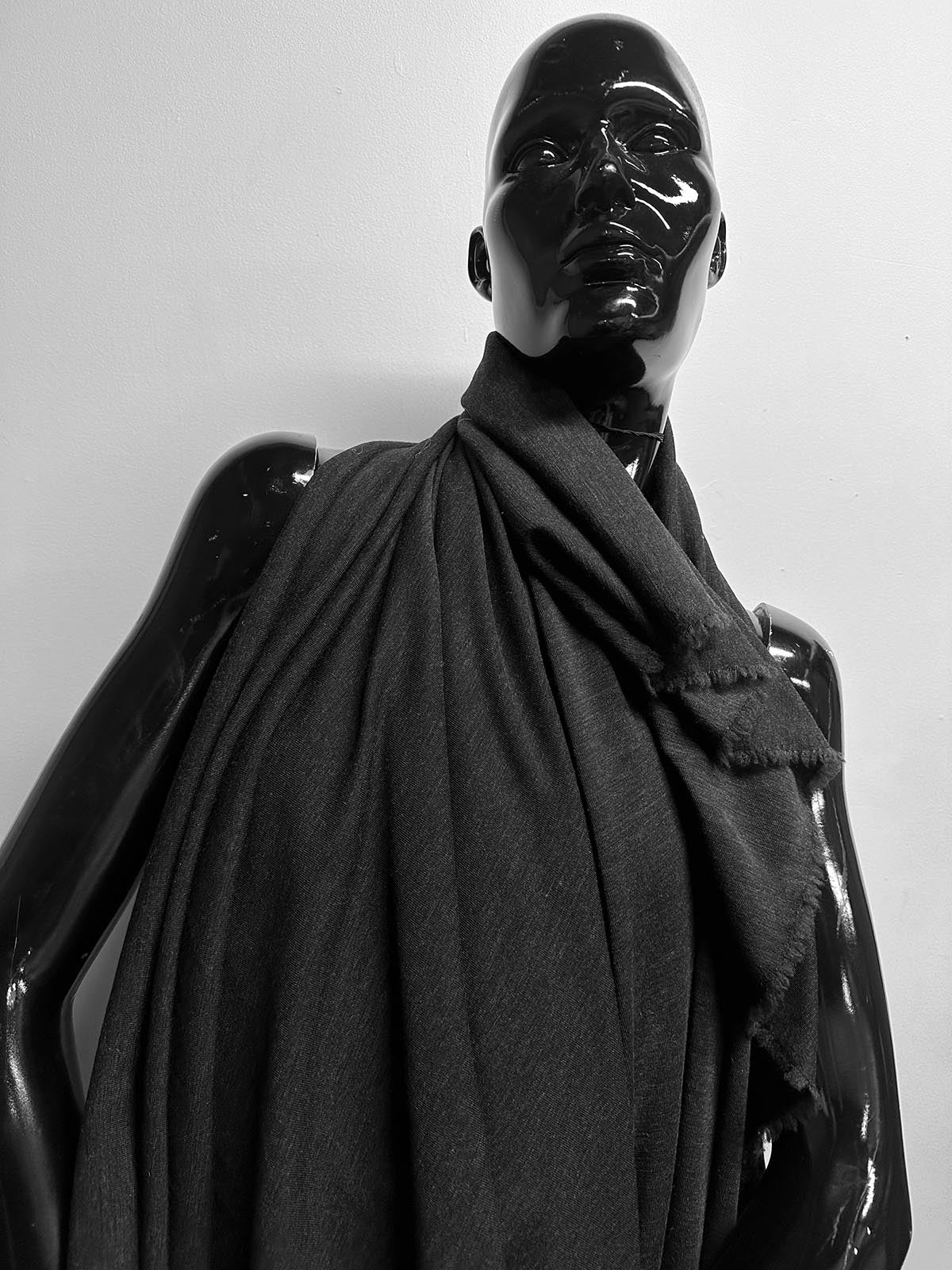 Luxury Italian Charcoal Wool Jersey - L'Etoffe Fabrics LLC