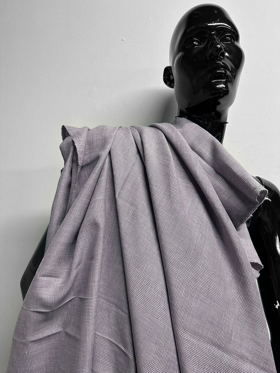 Luxury Italian Lilac Glenplaid Linen Shirting - L'Etoffe Fabrics LLC