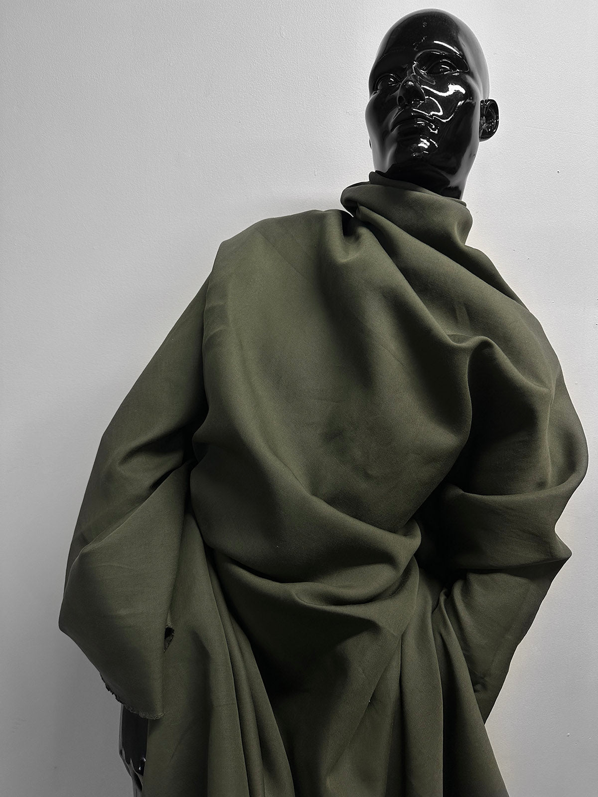 Luxury Italian Olive Linen Cotton Double Weave Suiting - L'Etoffe Fabrics LLC