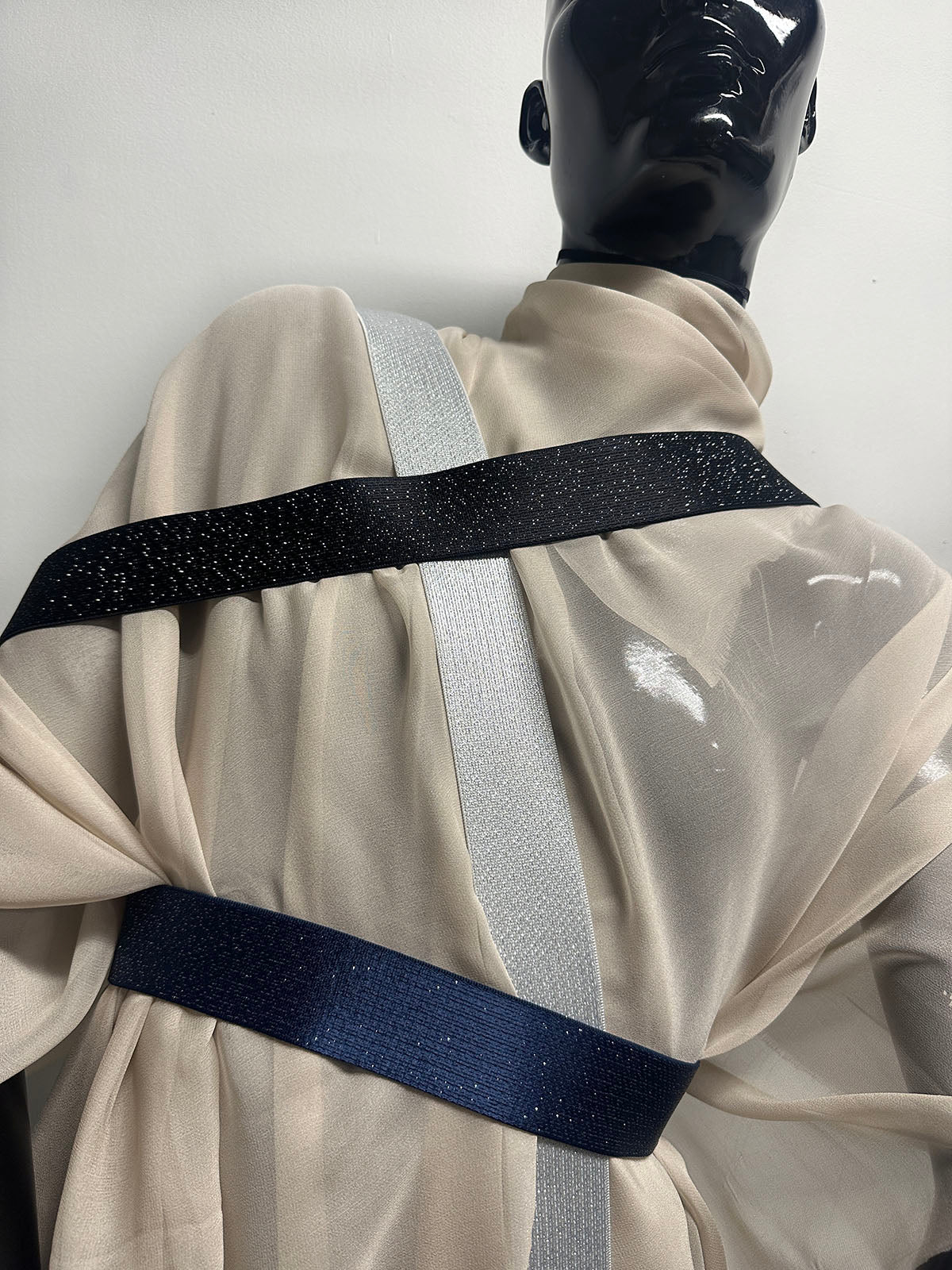 Luxury Lamé Satin Waistband Elastic Silver, Navy, Black 40mm - L'Etoffe Fabrics LLC