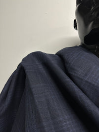 Luxury Linen Wool Soft Check Indigo Blue Shirting - 1 - L'Etoffe Fabrics LLC