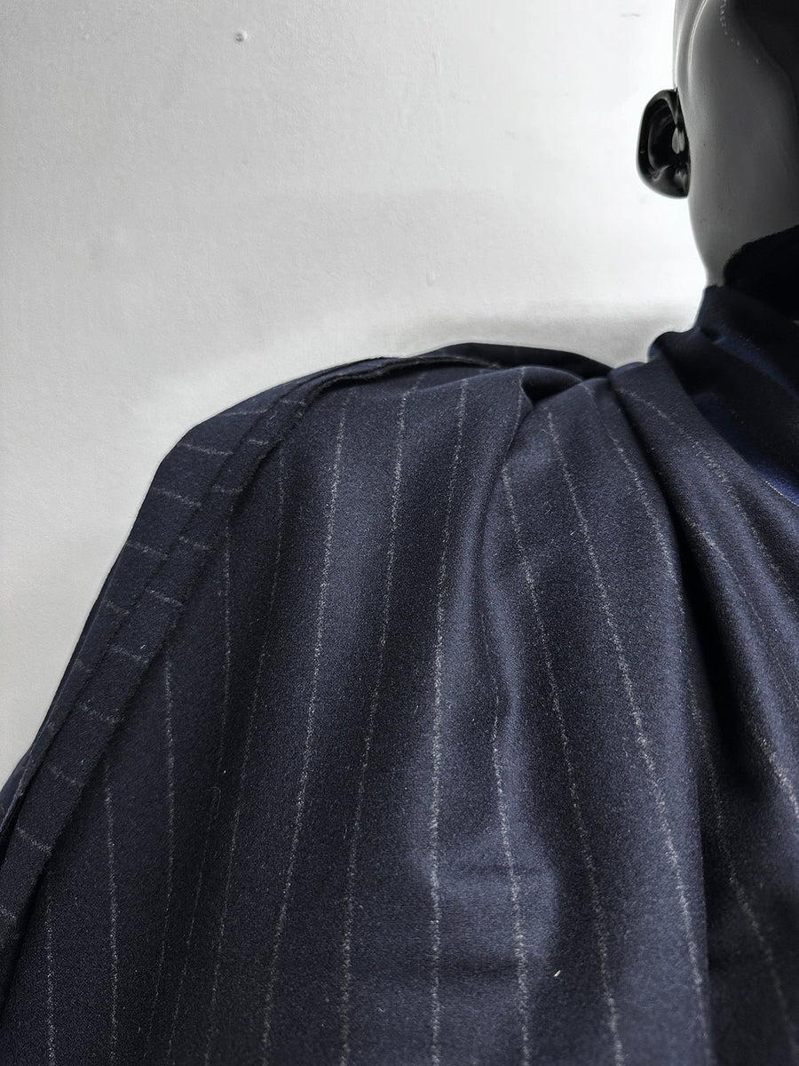 Luxury Midnight Superfine Flannel Pinstripe - 17 - L'Etoffe Fabrics LLC