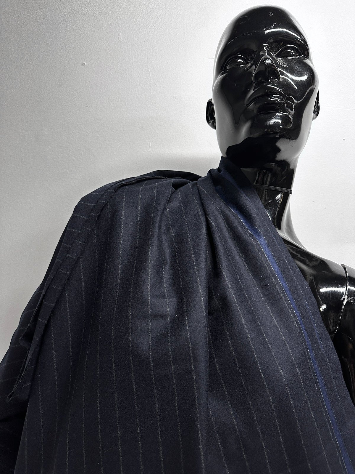 Luxury Midnight Superfine Flannel Pinstripe - 17 - L'Etoffe Fabrics LLC