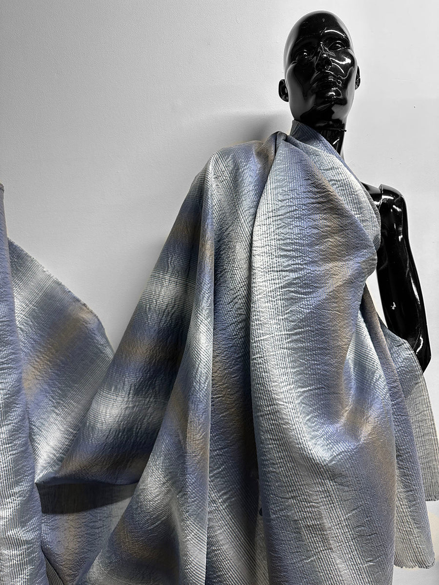 Luxury Mill Crinkled Sunset Stripe Linen Silk - L'Etoffe Fabrics LLC