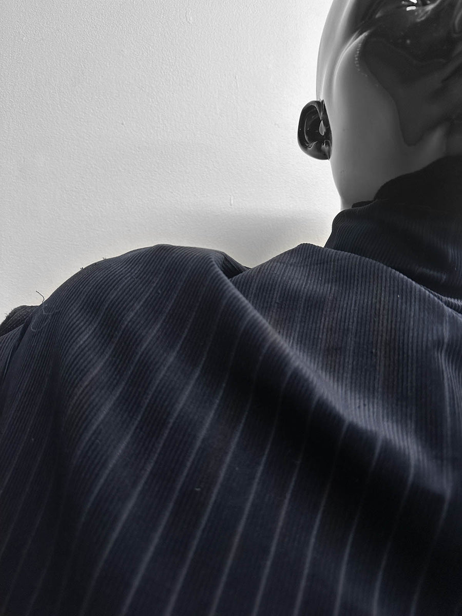 Luxury Navy Pinstripe Corduroy - L'Etoffe Fabrics LLC