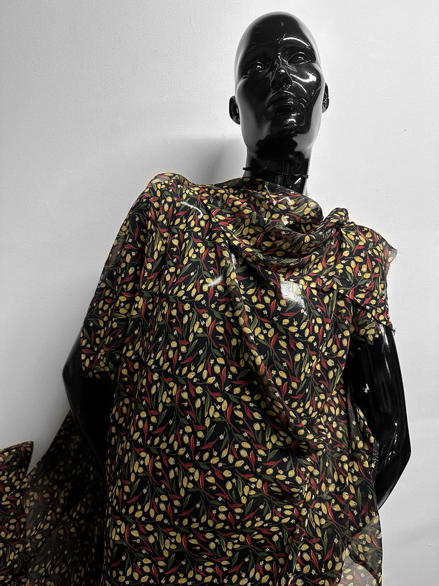 Mediteranean Silk Crepe Tulip Print - L'Etoffe Fabrics LLC