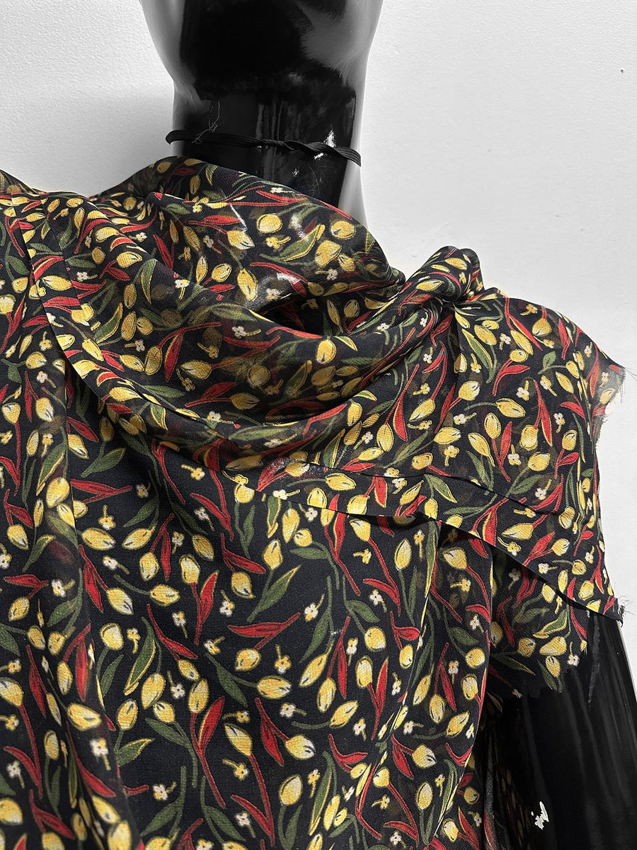 Mediteranean Silk Crepe Tulip Print - L'Etoffe Fabrics LLC
