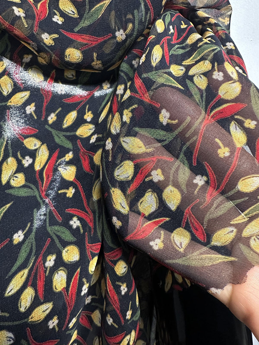 Mediteranean Silk Crepe Tulip Print - L'Etoffe Fabrics LLC