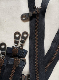 Metal 2 Way Separating Zipper Dark Blue Grey - L'Etoffe Fabrics LLC