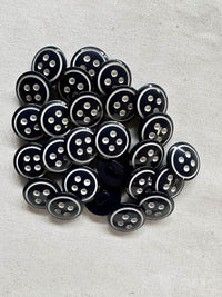 Midnight Faux Round 4 Hole Buttons With White - L'Etoffe Fabrics LLC