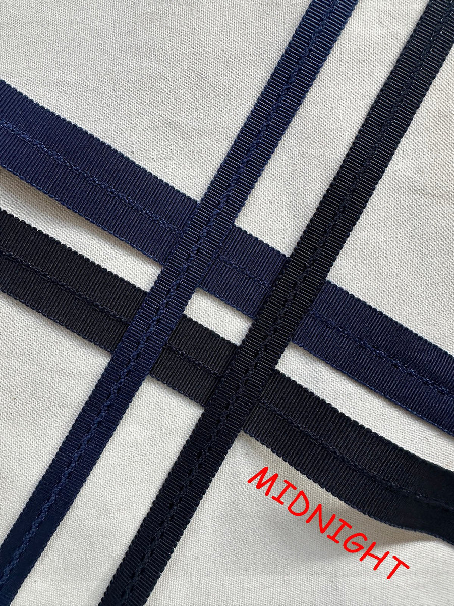 Midnight Rayon Petersham Grosgrain Fold Over Binder - L'Etoffe Fabrics LLC
