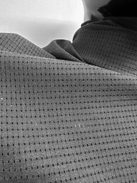 Minimal Black Wool Graph Stretch Shirting - L'Etoffe Fabrics LLC