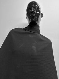 Minimal Black Wool Graph Stretch Shirting - L'Etoffe Fabrics LLC