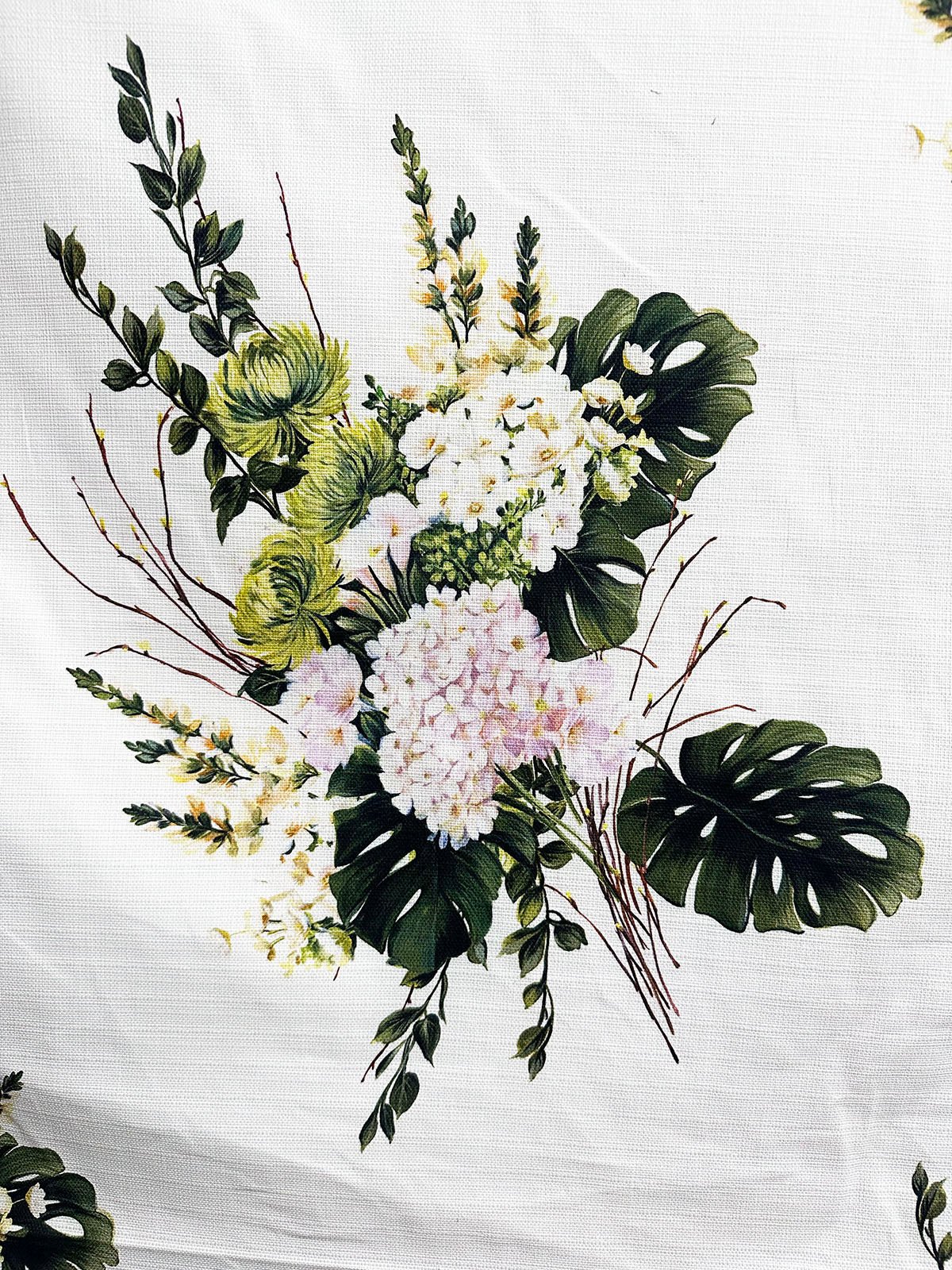 MLH FLoral Bouquet Cotton Linen Canvas - L'Etoffe Fabrics LLC