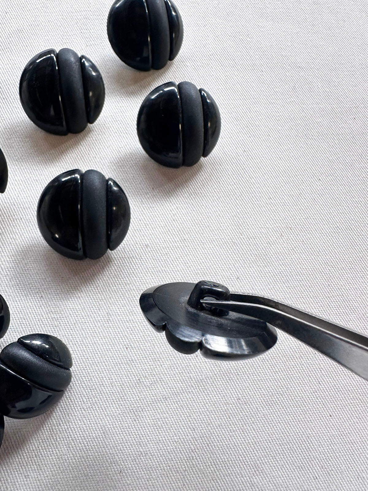 Modern Black Dome Buttons Per Pair - L'Etoffe Fabrics LLC