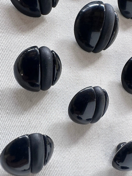 Modern Black Dome Buttons Per Pair - L'Etoffe Fabrics LLC