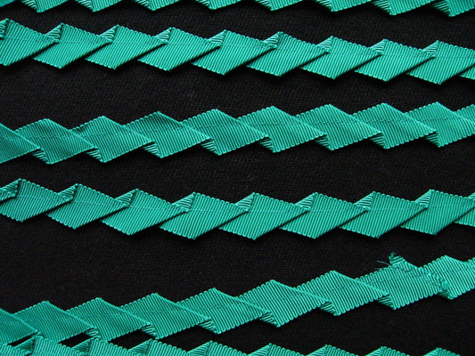 Mokuba Jade Green Knife Pleated Grosgrain Ribbon - L'Etoffe Fabrics LLC