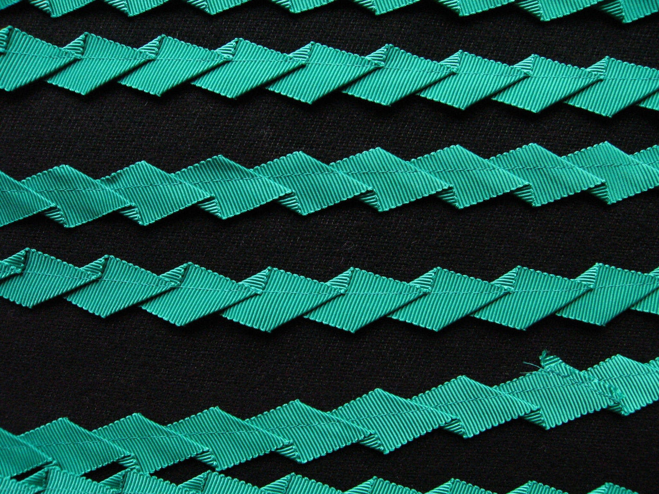 Mokuba Jade Green Knife Pleated Grosgrain Ribbon - L'Etoffe Fabrics LLC