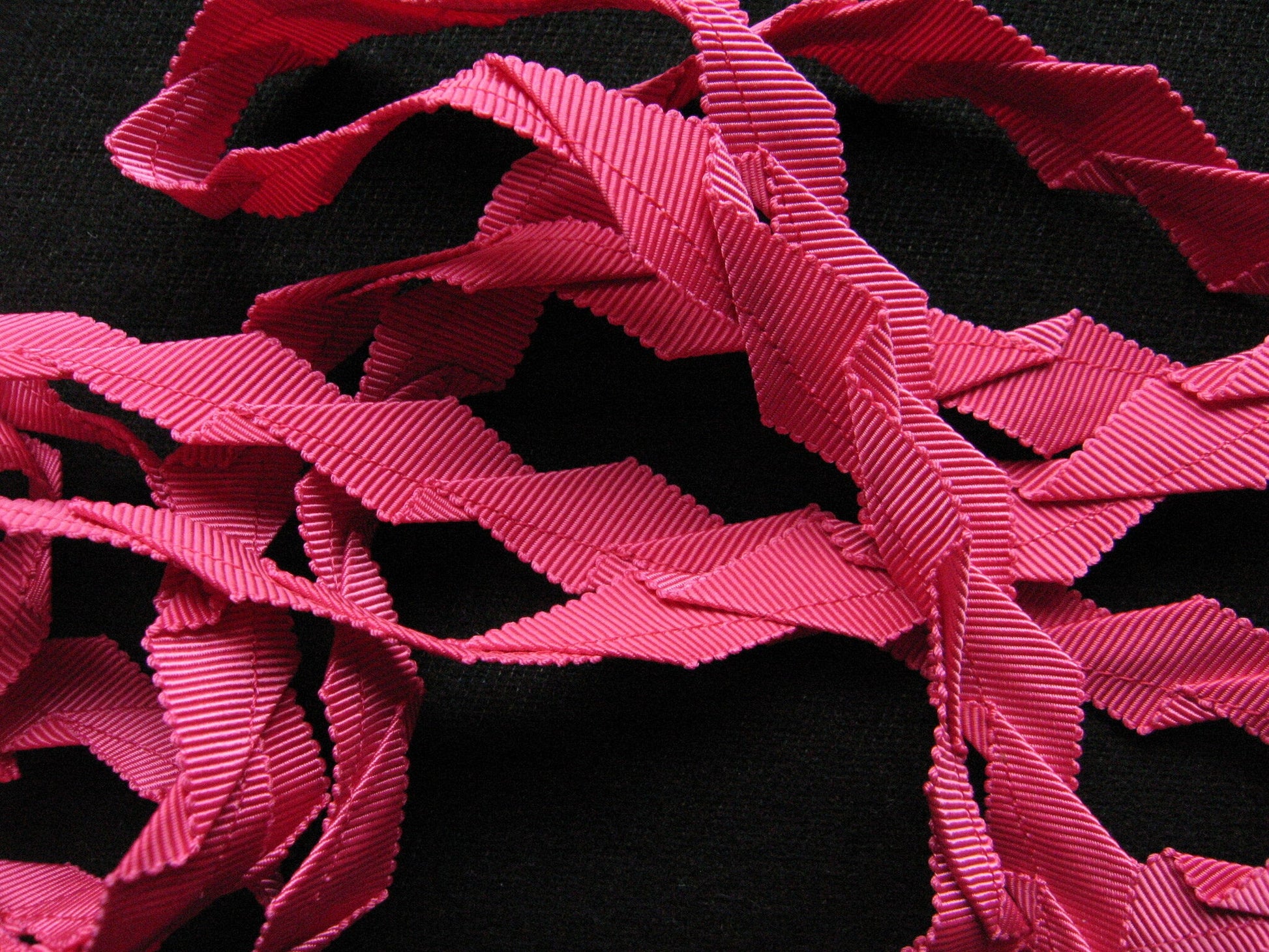 Mokuba Pink Knife Pleated Grosgrain Ribbon - L'Etoffe Fabrics LLC