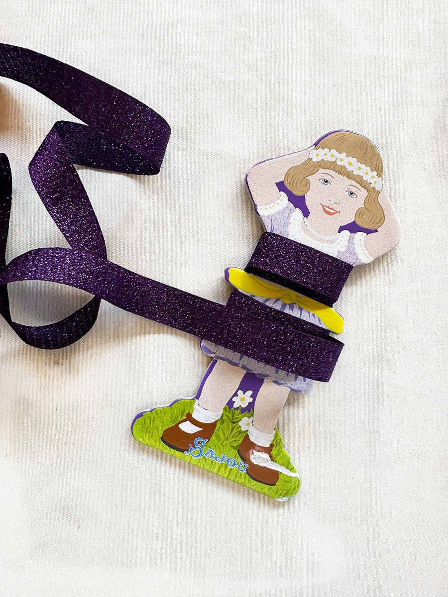 Mokuba Purple Glitter Ribbon On Sajou Ribbon Card - L'Etoffe Fabrics LLC