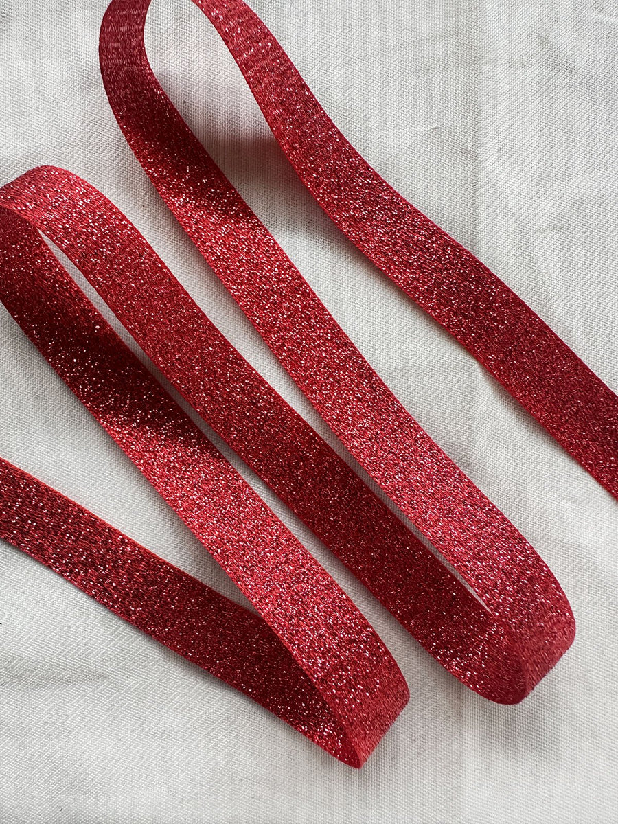 Mokuba Red Metallic Satin Ribbon 15mm - L'Etoffe Fabrics LLC