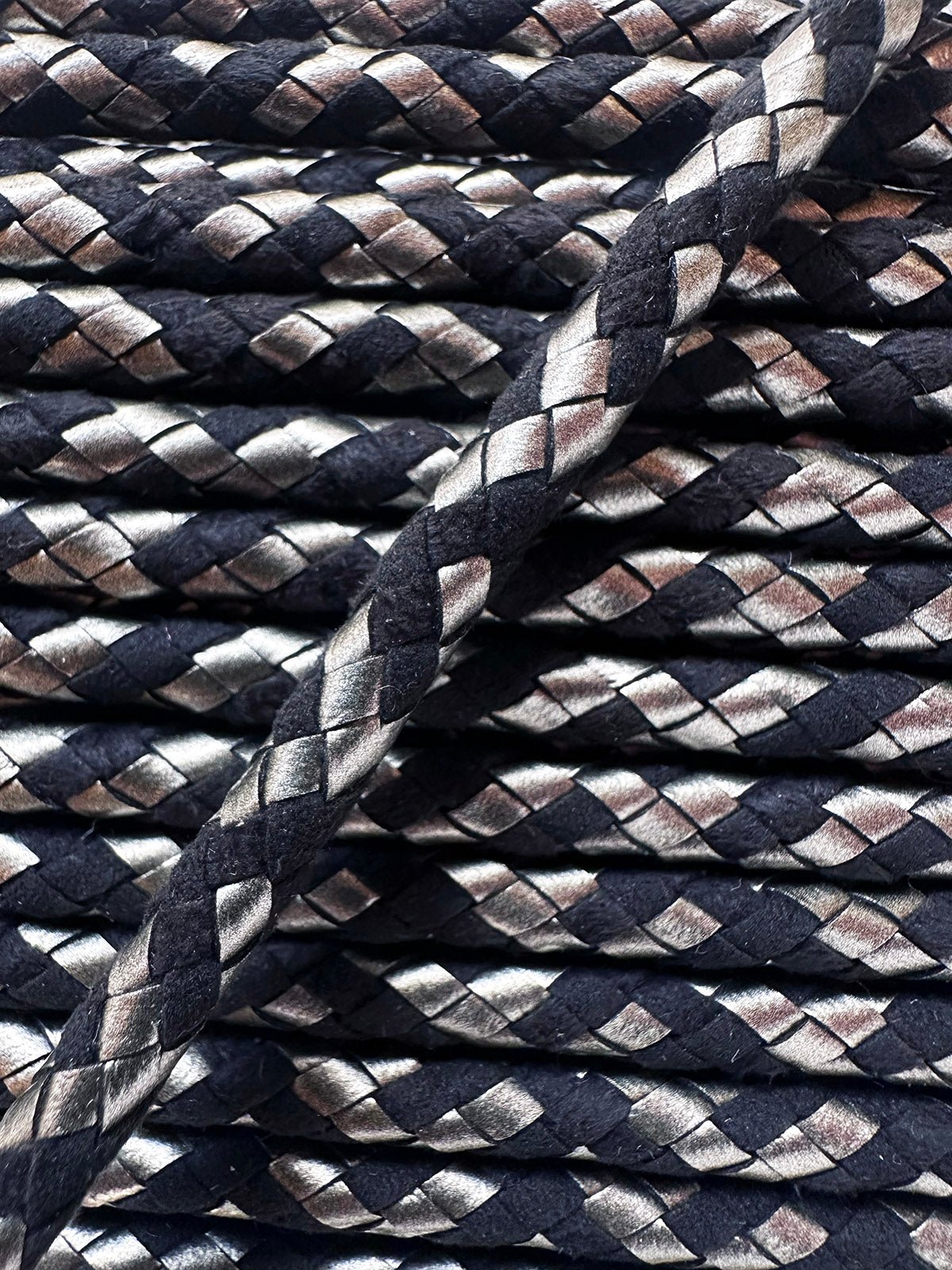 Mokuba Urushi Round Leather Braid Silver - L'Etoffe Fabrics LLC