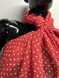 Muted Tomato Silk Chiffon Polka Dot - L'Etoffe Fabrics LLC
