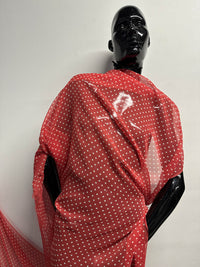 Muted Tomato Silk Chiffon Polka Dot - L'Etoffe Fabrics LLC