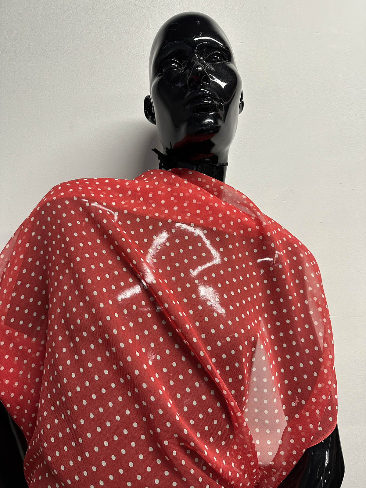 Muted Tomato Silk Chiffon Polka Dot - L'Etoffe Fabrics LLC