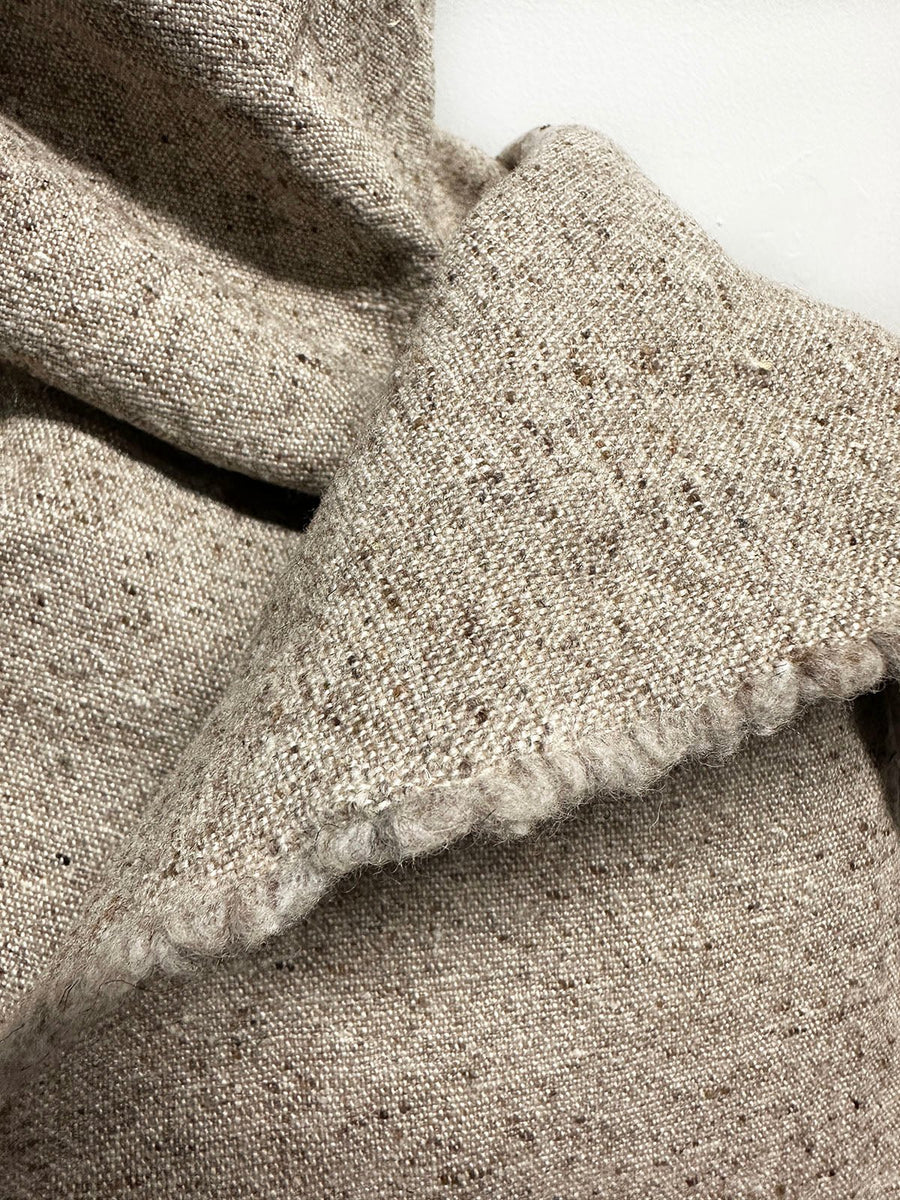 Natural Raw Weave Wool Cotton Silk - L'Etoffe Fabrics LLC