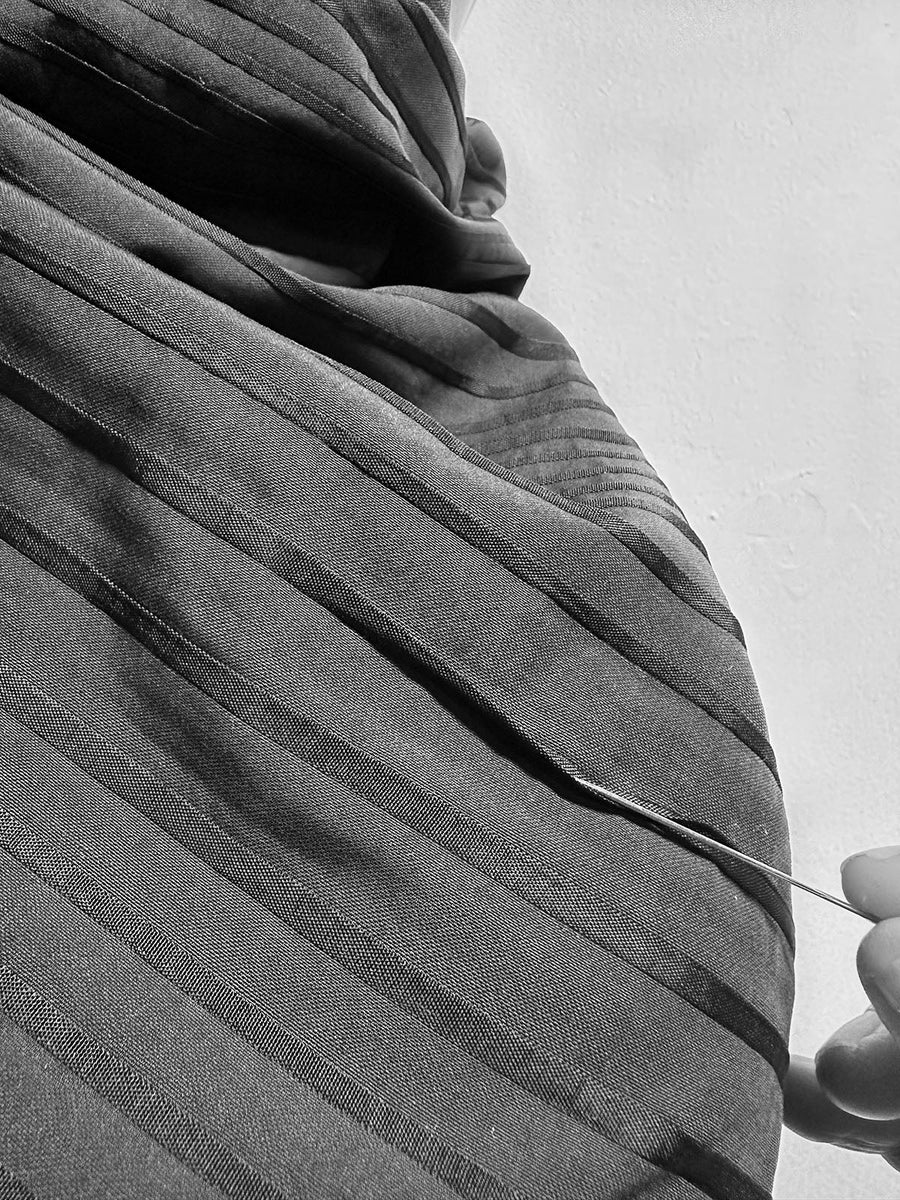 Navy Cotton Satin Ribbon Striped - L'Etoffe Fabrics LLC