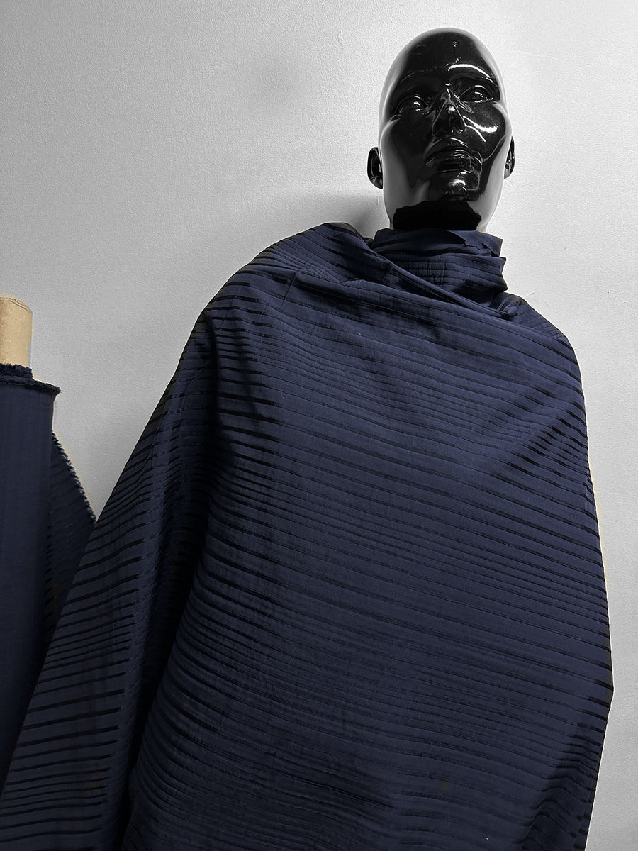 Navy Cotton Satin Ribbon Striped - L'Etoffe Fabrics LLC