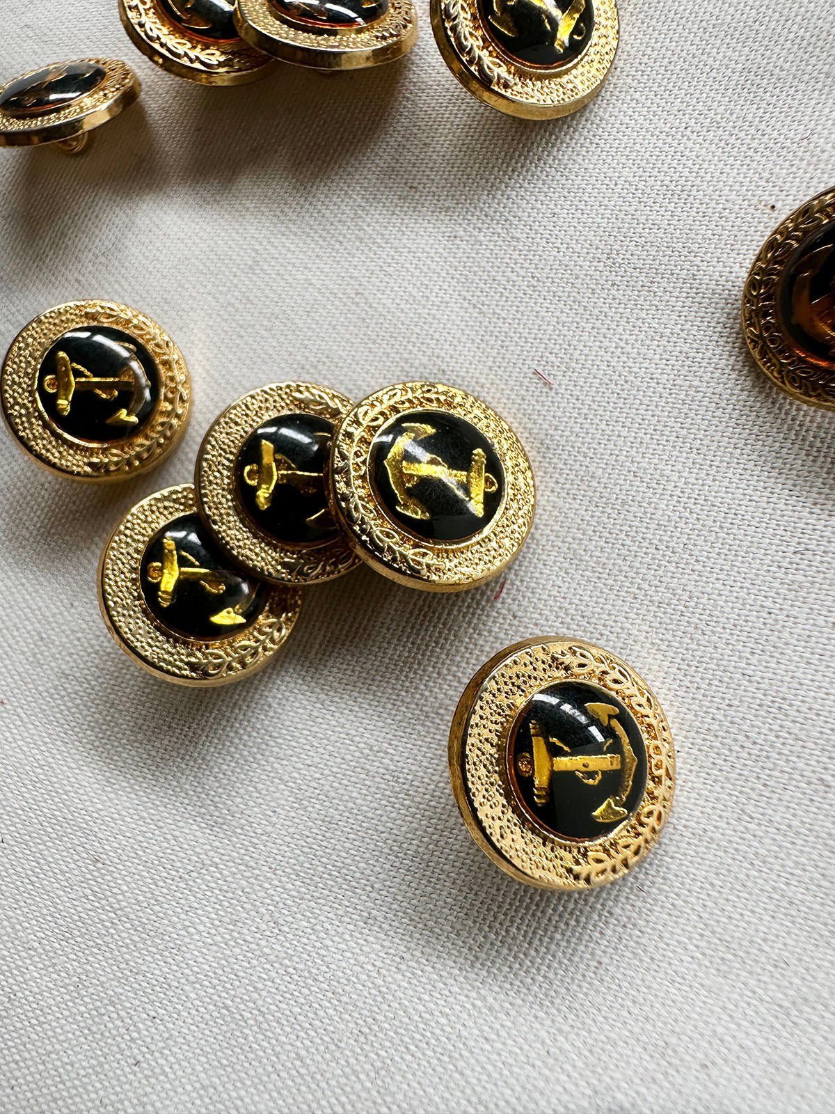 Navy Gold Anchor Buttons - L'Etoffe Fabrics LLC