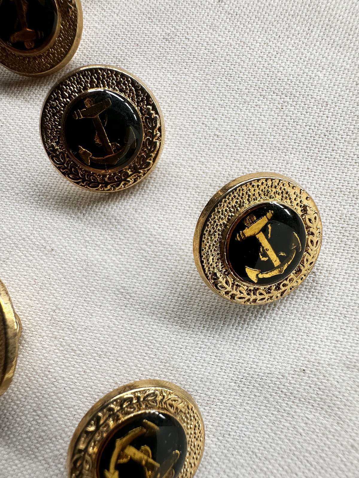 Navy Gold Anchor Buttons - L'Etoffe Fabrics LLC