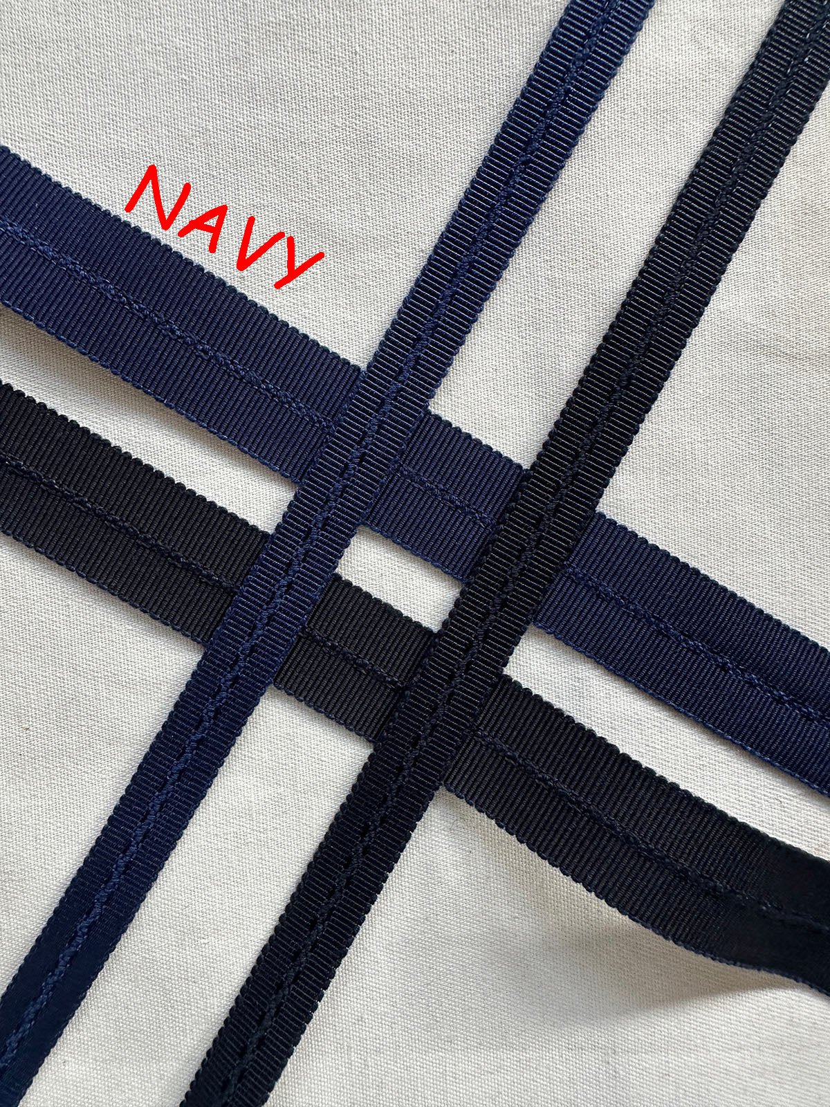 Navy Rayon Petersham Grosgrain Fold Over Binder - L'Etoffe Fabrics LLC