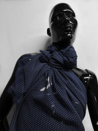 Navy Silk Chiffon Polka Dot - L'Etoffe Fabrics LLC