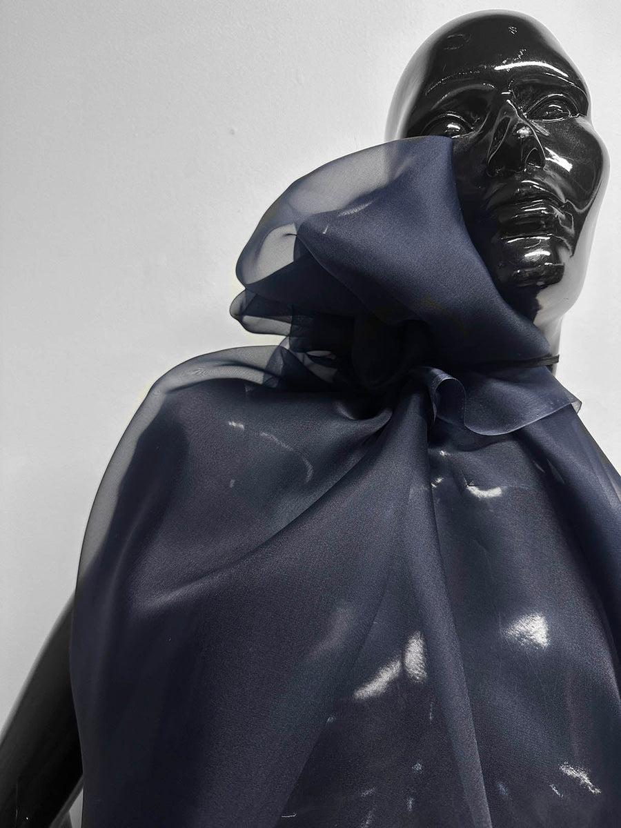 Navy Silk Organza - L'Etoffe Fabrics LLC