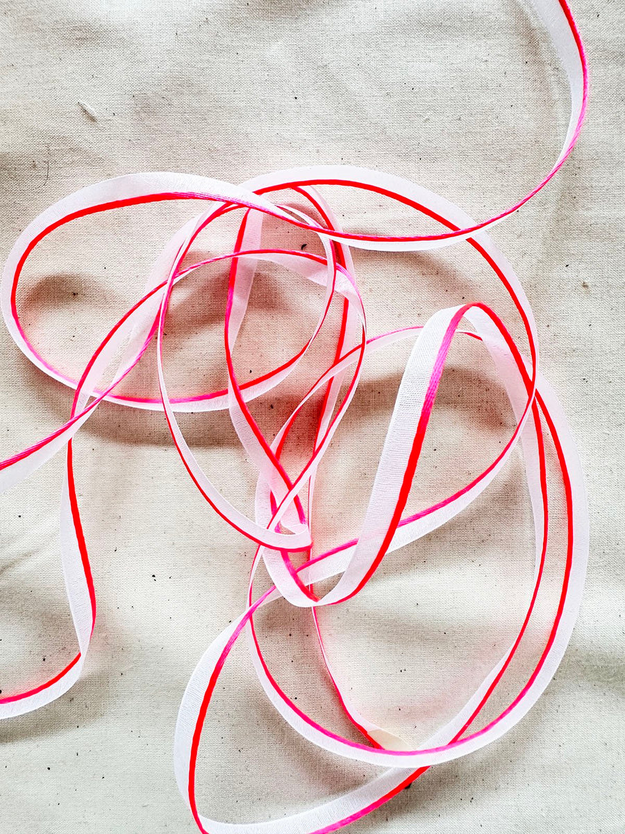 Neon Pink Satin Piping For White Shirts - L'Etoffe Fabrics LLC