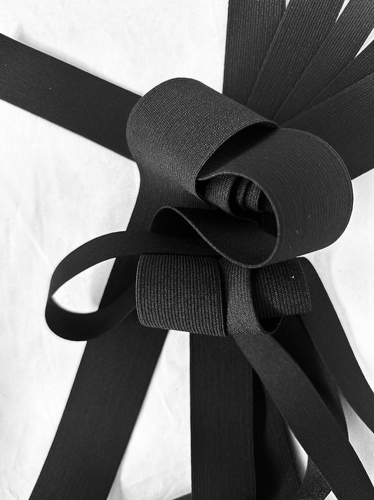 Non Roll Elastic Multiple Sizes Made in Japan Black - L'Etoffe Fabrics LLC