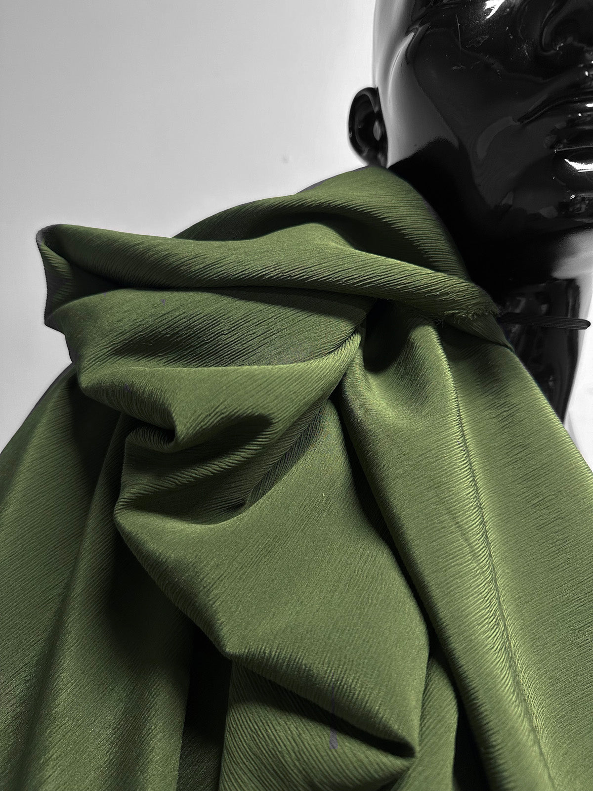 Olive Crinkle Crepe De Chine - L'Etoffe Fabrics LLC