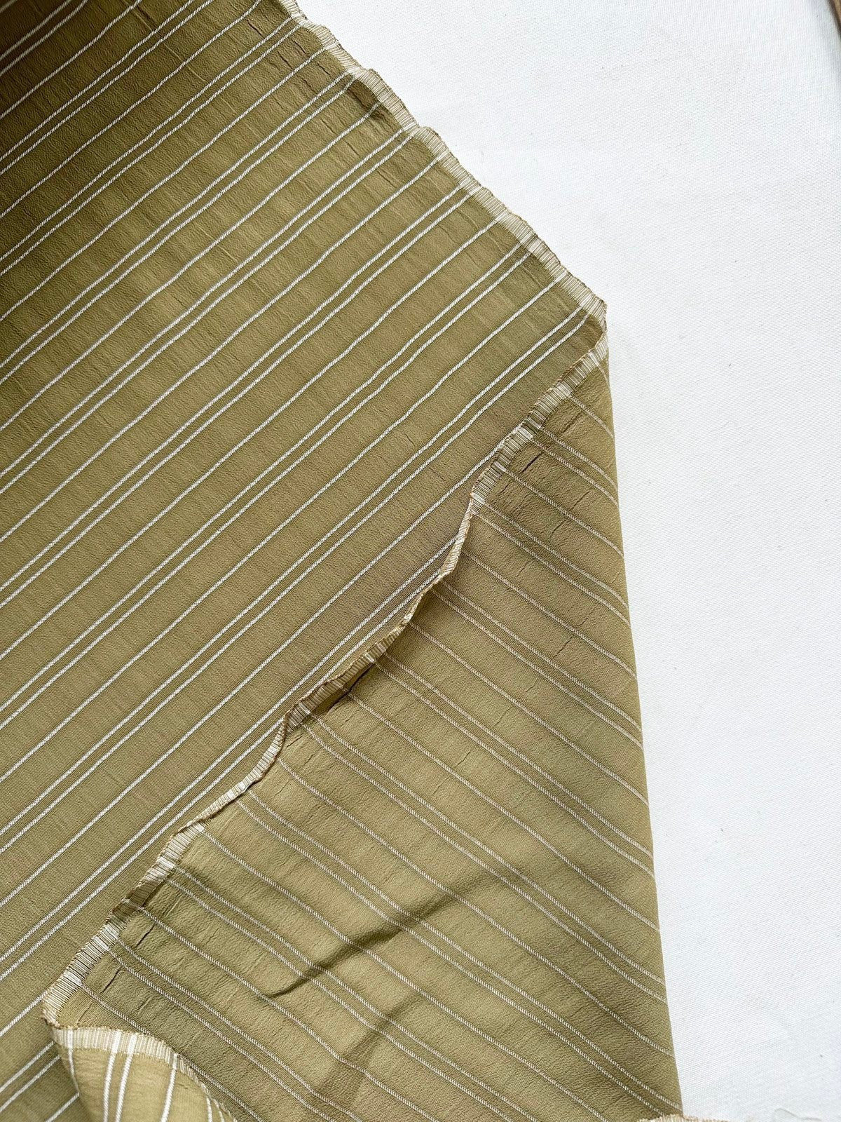 Olive Striped Rayon Crepe - L'Etoffe Fabrics LLC