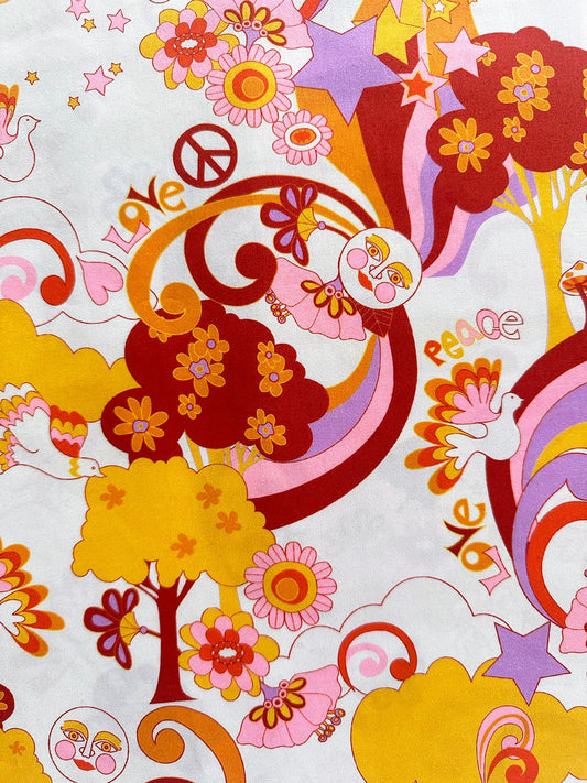 Organic Peace and Love Cotton Poplin - L'Etoffe Fabrics LLC