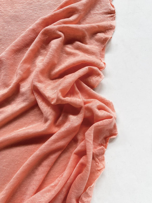 Peachy Coral Linen Knit - L'Etoffe Fabrics LLC